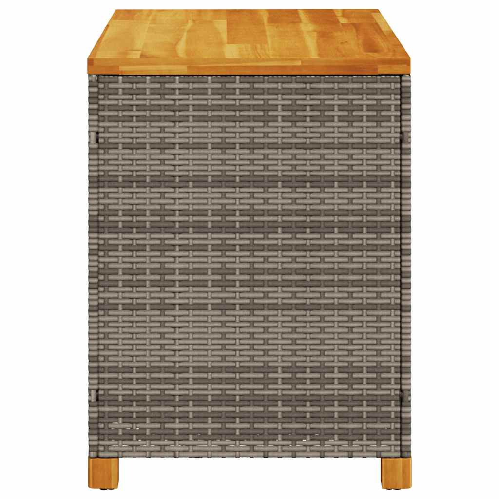 Garden Storage Box Grey 110x55x63 cm Poly Rattan Acacia Wood